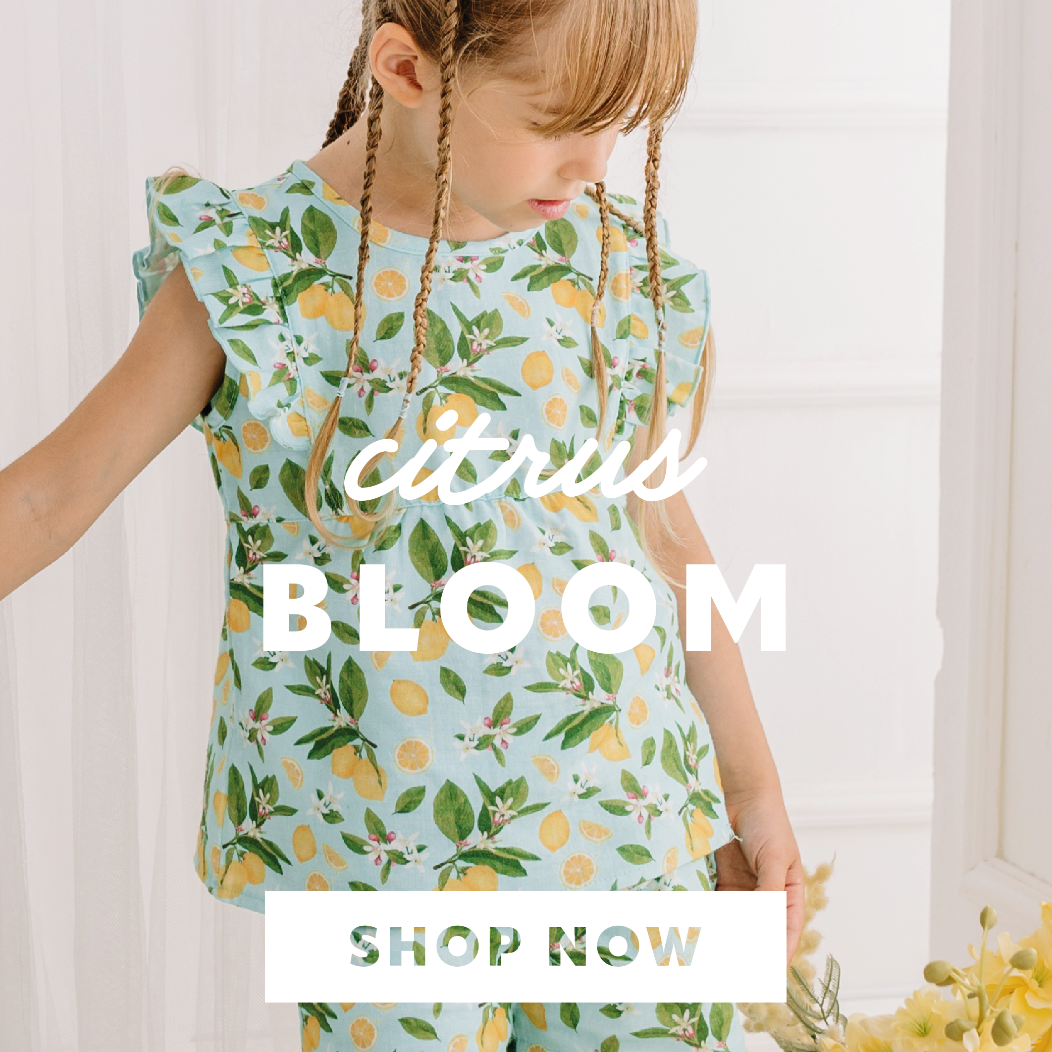 Musselin Sommerkleid für Mädchen mit Zitronenprint aus Bio-Baumwolle SS26