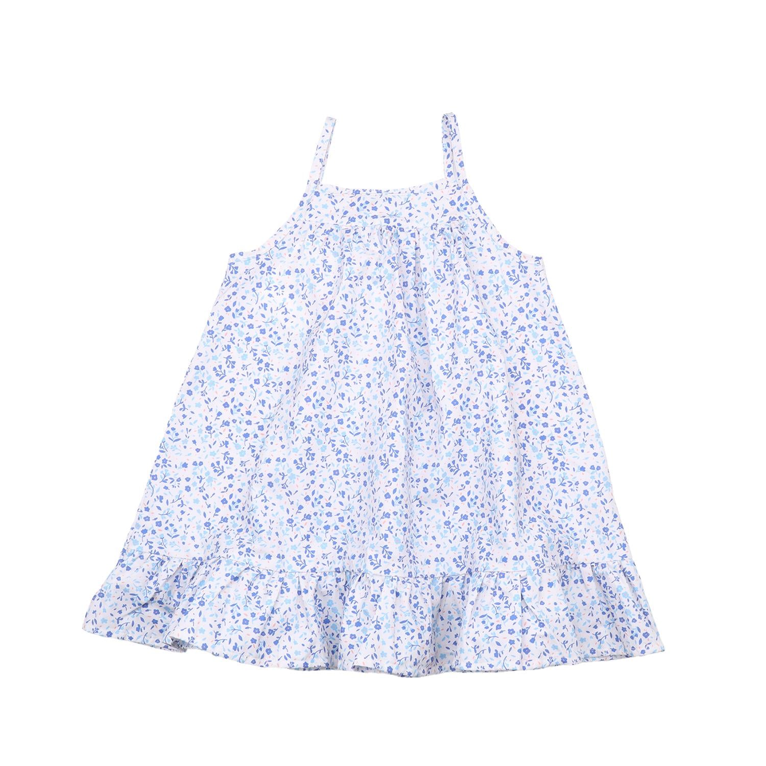 Blue Flowers-Strap Dress