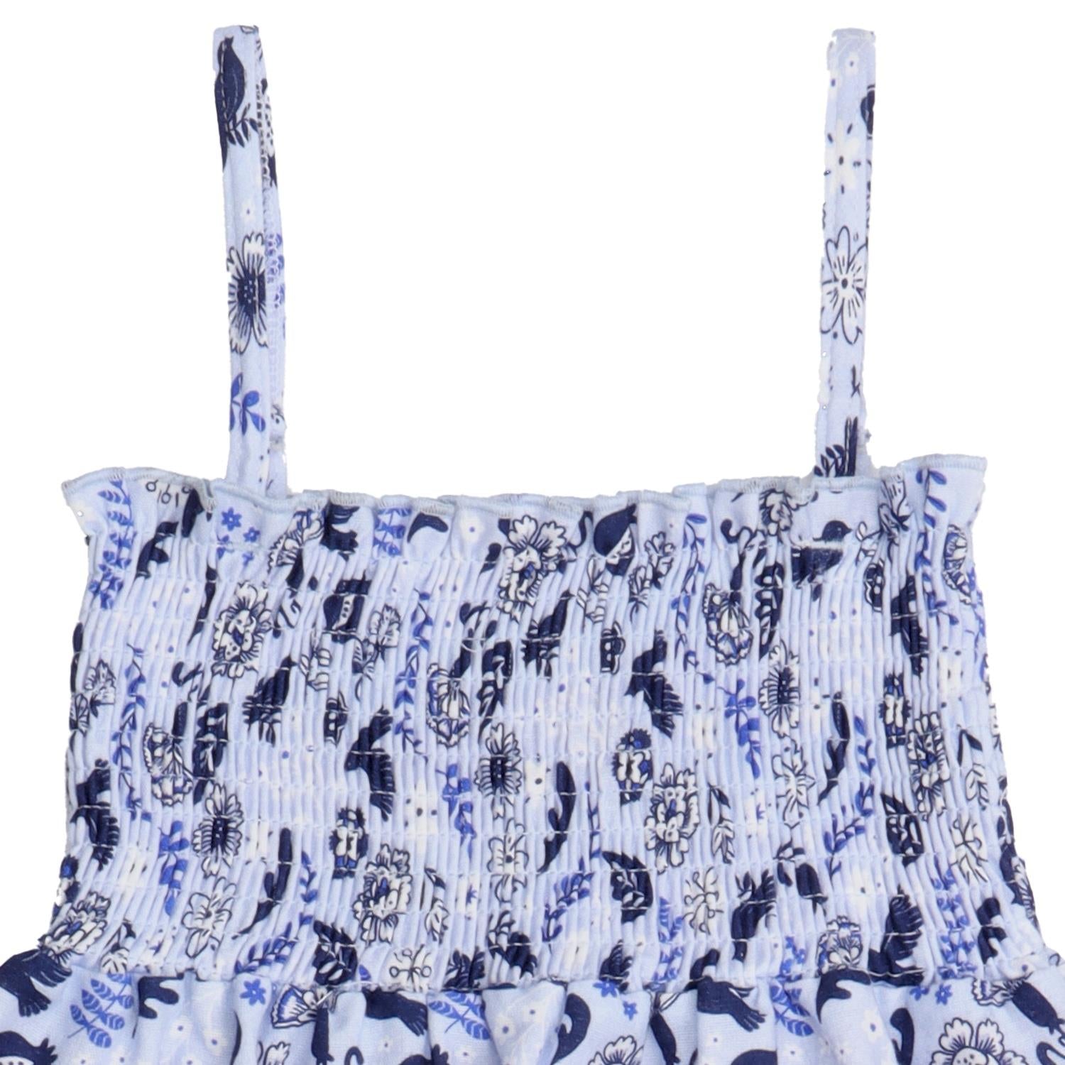 Blue Birds and Flowers-Strap Dress