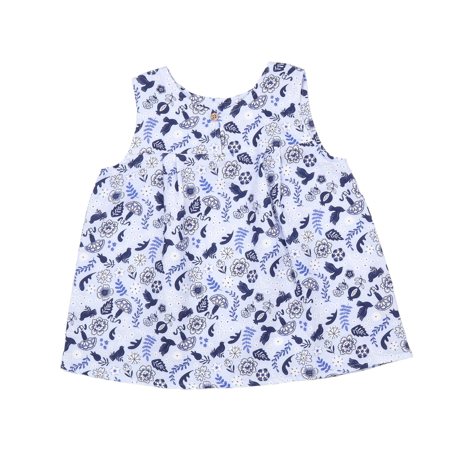 Blue Birds and Flowers-Blouse