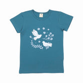 Blue Birds and Flowers-T-Shirt