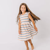 Colorful Stripes-Ruffle Dress