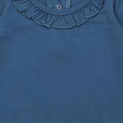Marineblauw - Blouse met ruches