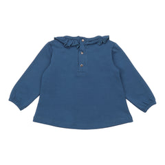 Marineblauw - Blouse met ruches