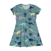 Running Dinosaurs-Flared Dress