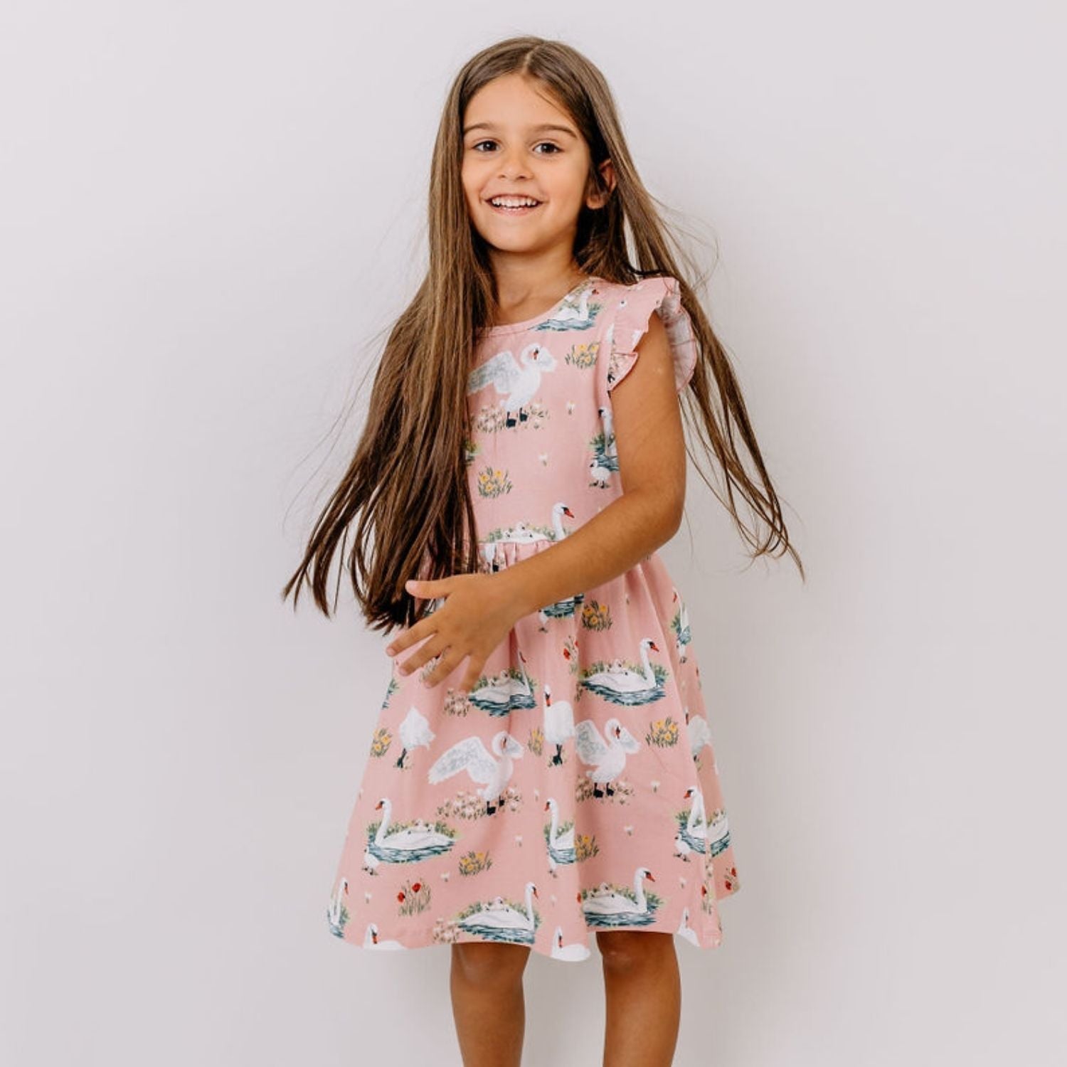 Swans in Spring-Ruffle Dress