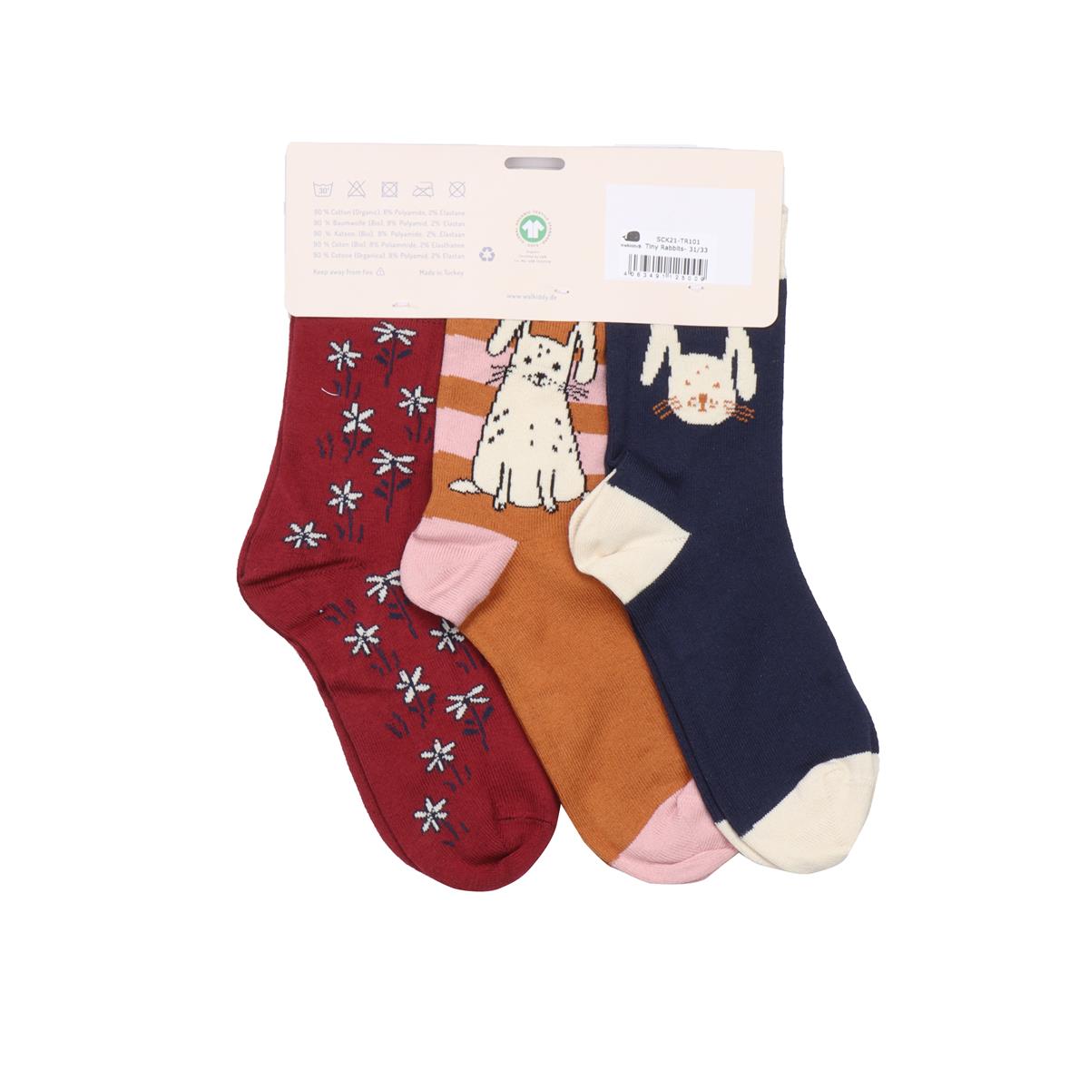 3 paires de chaussettes pour enfants en coton biologique - douces pour la peau, durables et avec de jolis motifs d'animaux