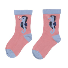 Baumwollsocken für Kinder – Rosa Design mit Niedlichem Seepferdchen-Motiv aus Bio-Baumwolle