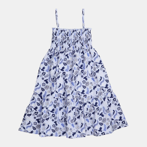 Blue Birds and Flowers-Strap Dress