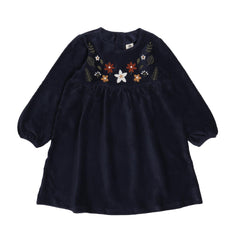 Cord Navy - İşlemeli Elbise