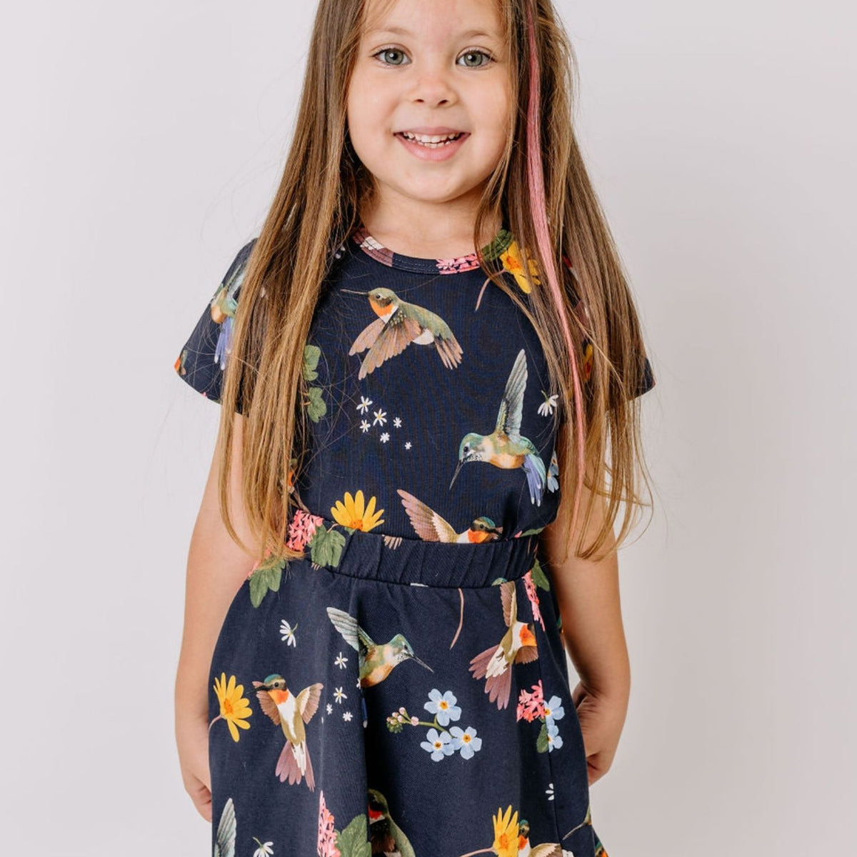 Hummingbirds Around Flowers-T-Shirt