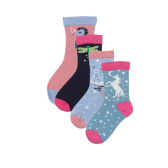 4 paires de chaussettes en coton biologique pour bébé - respirantes, douces pour la peau et confortables avec de jolis motifs d'animaux en rose et bleu