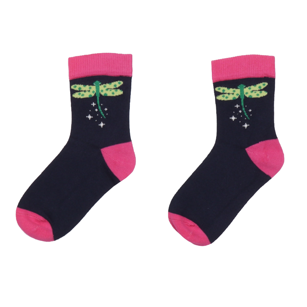 Chaussettes en coton pour enfants - bleu foncé avec un joli motif libellule en coton biologique