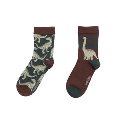 Calcetines orgánicos de dinosaurios para niños: algodón sostenible con motivo de aventuras