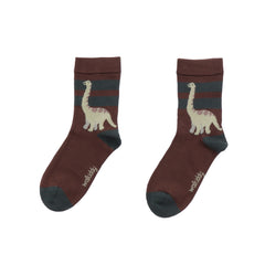 Calcetines orgánicos de dinosaurios para niños: algodón sostenible con motivo de aventuras