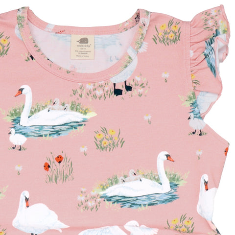 Swans in Spring-Ruffle Dress