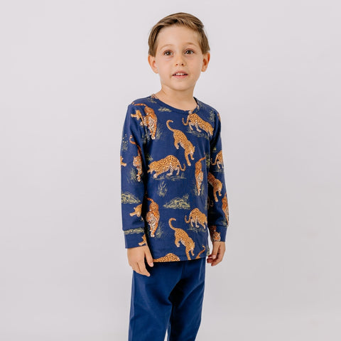 Tigers and Leopards Schlafanzug für Kinder – Walkiddy nachhaltige Kindermode aus Bio-Baumwolle