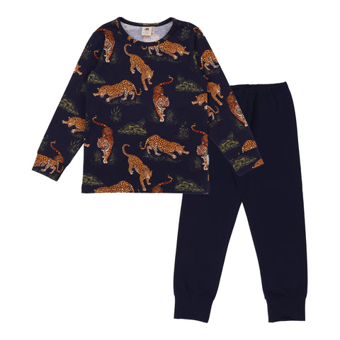 Tigers and Leopards Schlafanzug für Kinder – Walkiddy nachhaltige Kindermode aus Bio-Baumwolle